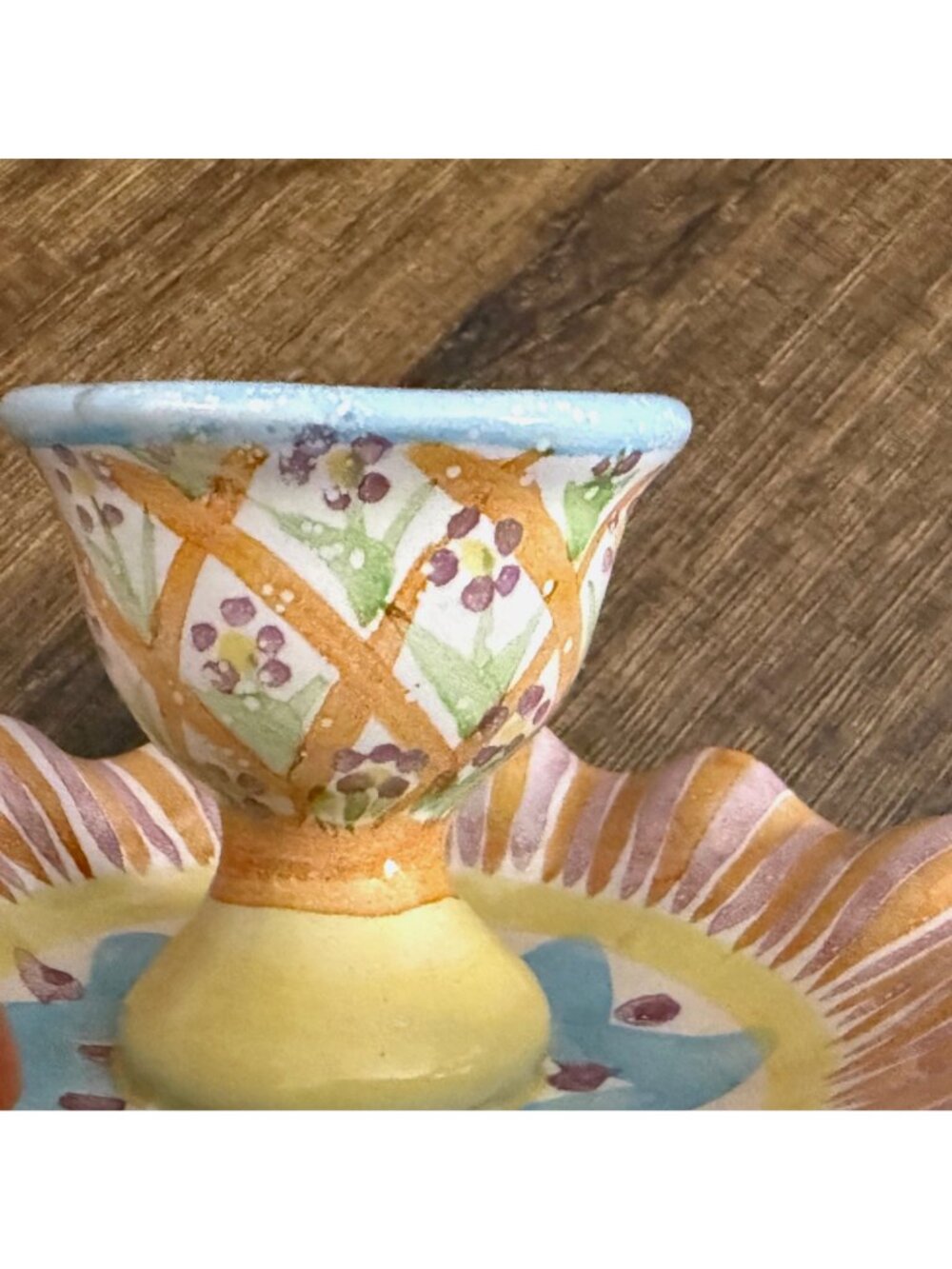 MacKenzie-Childs Summer Frock Ruffle Edge Egg Cup 2-7/8" - Picture 4 of 7